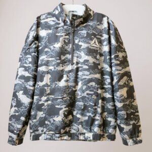 Reebok Camo Windbreaker Jacket Gray White Pullover Half-Zip Women's XXL